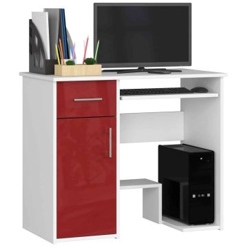 Työpöytä NORE Jay 90 cm, valkoinen/punainen