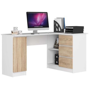 Угловой стол NORE B20, справа, белый/дубовый