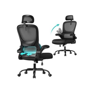 SONGMICS OBN041B01 office chair, with foldable armrests, 71.5 × 116–135 × 64 cm