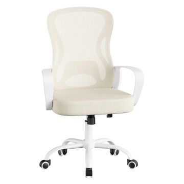 Toimistotuoli SONGMICS, keinutoiminnolla, Beige/valkoinen, 60 × 95,5–105,5 × 60 cm