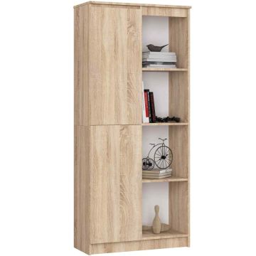Toimistohylly CLP R80 1D 4P, 1 ovi, 8 hyllyä, ruskea, 80 × 180 × 35 cm