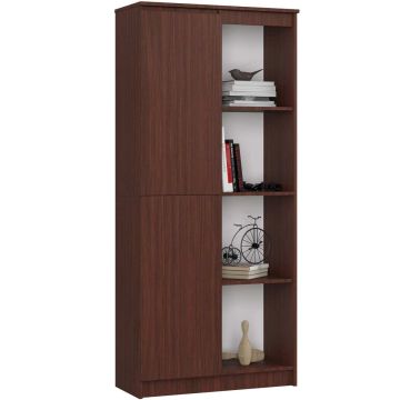 Toimistohylly CLP R80 1D 4P, 1 ovi, 8 hyllyä, ruskea, 80 × 180 × 35 cm