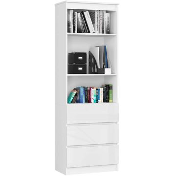 Toimistohylly R60 CLP, 3 laatikkoa ja 2 hyllyä, valkoinen, 60 × 180 × 35 cm