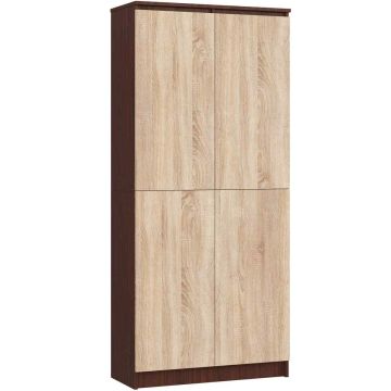 Toimistohylly R80 CLP, 2 ovea ja 8 hyllyä, ruskea/tammenvärinen, 80 × 180 × 35 cm