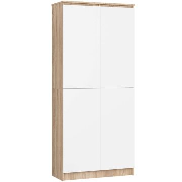 Toimistohylly-kaappi CLP R80, 2 ovea, 8 hyllyä, ruskea ja valkoinen, 80 × 180 × 35 cm