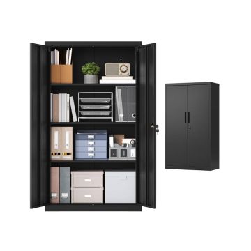 Biuro spintelė SONGMICS, 2 reguliuojamos lentynos, Juoda, 80 × 140 × 40 cm