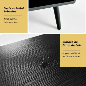 Sideboard, 4 compartments, 2 drawers and doors, Brown/black, 80 × 40 × 106 cm