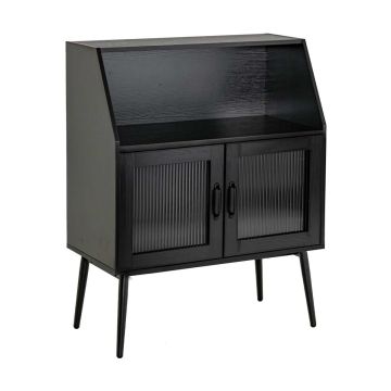 Sideboard, Open Shelf and 2 Doors, Black, 80.01 × 40.64 × 101.6 cm
