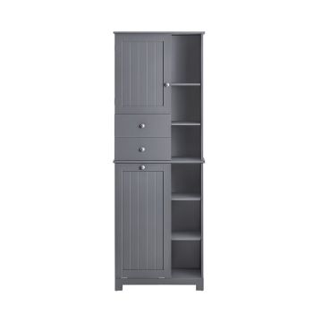 Напольный шкаф для ванной 60x37x170см., темно-серого/серебристого цвета