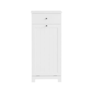 Шкаф для ванной с корзиной для белья 40x38x90см., белого/серебристого цвета
