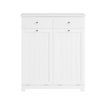 Kylpyhuonekaappi., jossa on 2 pyykkikoria., 78x38x90cm., valkoinen/hopea