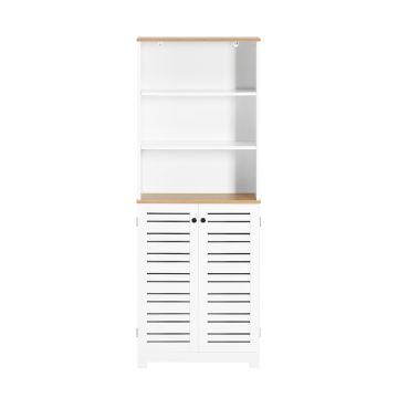 Напольный шкаф для ванной 60x30x160см., белого/светло-коричневого цвета