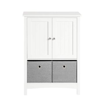 Vapaasti seisova kylpyhuonekaappi 62x30x89cm., valkoinen/harmaa