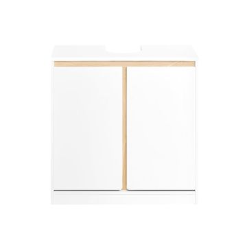 Vapaasti seisova kylpyhuonekaappi altaan alle 60x30x60cm., valkoinen/vaaleanruskea