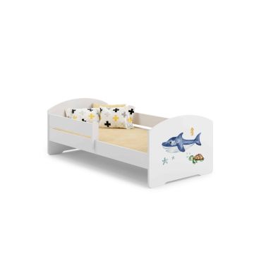 Детская кровать Luk с матрасом и защитным бортиком, 144 см x 77 см x 56 см, Shark.