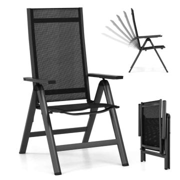 Складной садовый стул 72,5x58x107см, черного цвета