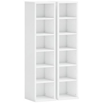 Стеллажи для CD 833-872V90WT, 2 шт., до 204 CD, Белые, 21 × 88,5 × 22,5 см