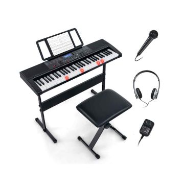 Digitaalinen piano jakkaralla, musta/valkoinen