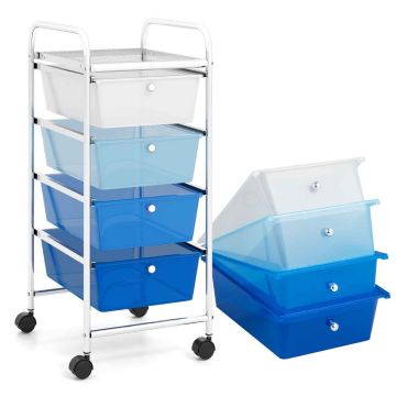Storage box with drawers, 4 drawers, Blue, 37 × 76 × 32 cm