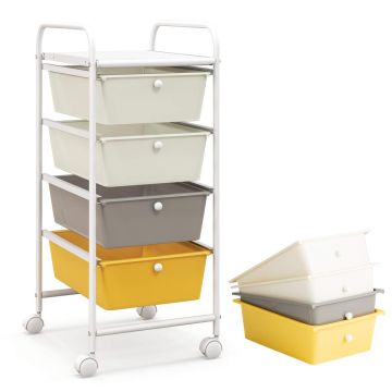 Storage trolley, 4 drawers, Yellow, 36.8 × 76.2 × 31.8 cm