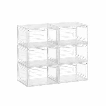 SONGMICS Storage Boxes, 6 pcs, Transparent, 33 × 28.5 × 19.2 cm