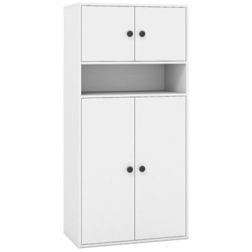 Storage cabinet, with 2 doors and adjustable shelf, white, 54 × 30 × 111 cm