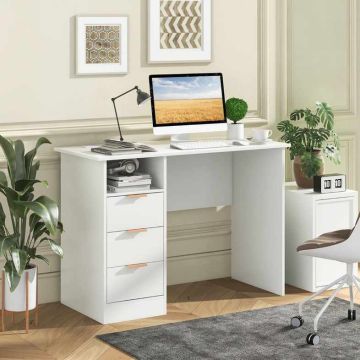 Desk, 3 drawers, White, 105 × 76 × 48 cm