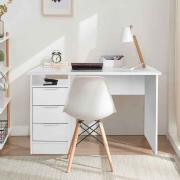 Desk, 3 drawers, White, 120 × 76 × 55 cm