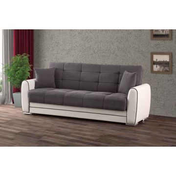 Multifunctional 3-seater sofa bed with storage compartment, 220 x 85 x 91 cm, gray + white