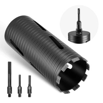 Timanttiporakruunu VEVOR, M16, 3 adapteria, Ø 102 × 241 mm