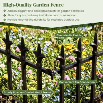 Decorative metal garden fence, 5 or 10 pieces