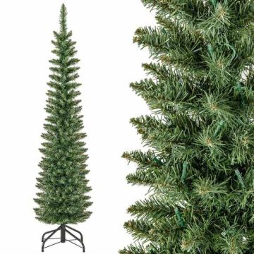 Dirbtinė Kalėdų eglutė 150 cm su 150 šiltai baltų LED, sulankstomas metalinis stovas