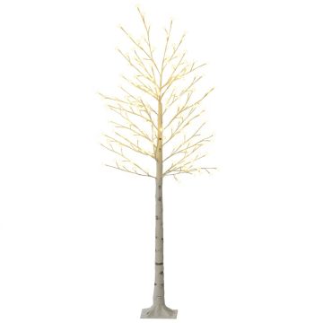 Keinokuusi LED-valoilla, 180 LED-valoa, Valkoinen, 21,5 × 180 × 21,5 cm