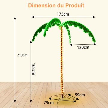 Artificial palm tree, with LED garlands