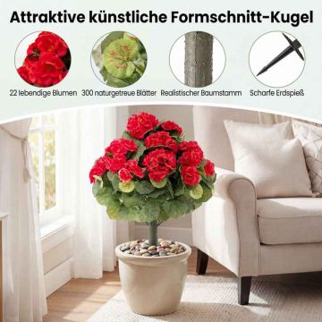 Tekopelargonioiden pakkaus, 2 kpl, Punainen, Ø 57 × 33 cm