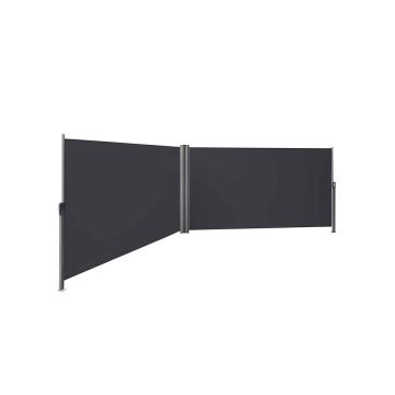 Kaksipuolinen sivumarkiisi / markiisi 180 x 600 cm, harmaa