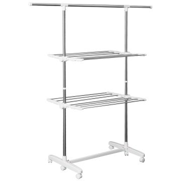 Vaatekuivain Homcom 136,5x55x154cm, hopea/valkoinen väri
