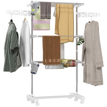 Pyykinkuivausrumpu Homcom 142x55x152cm, hopea/valkoinen