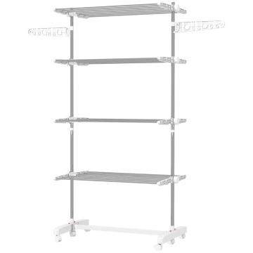 Pyykinkuivausrumpu Homcom 142x55x172cm, hopea/valkoinen
