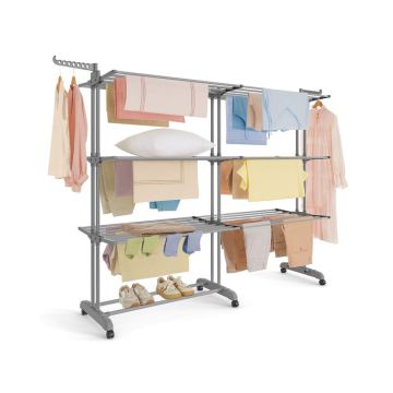 Pyykinkuivausteline SONGMICS LLR704G01, 4 tasoa, Harmaa, 131–200 × 177,5 × 63,5 cm