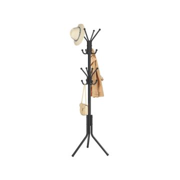 SONGMICS Clothes Rack, 16 Hooks, Black, 43 × 175 × 48 cm