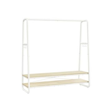 Clothes rack with 2 shelves and 6 S-shaped hooks, vintage brown/black