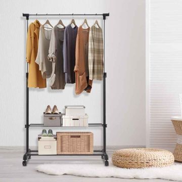 Clothes rack, with shoe shelf, 84.1 × 41.9 × 163.1 cm