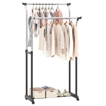 Clothes rack, 2 rods, 87.6 × 50.8 × 106.7–175.3 cm