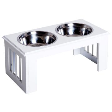 Миски с подставкой PawHut 58,4x30,5x25,4см, белого/серебристого цвета