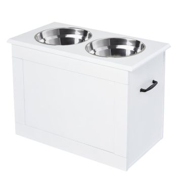 Миски с подставкой PawHut 60x30x41см, белого/серебристого цвета