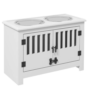 Миски с подставкой PawHut 60x30x43см, бело-серебристые