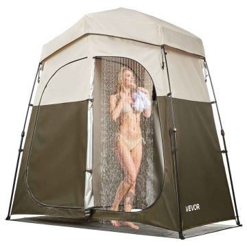 Suihkuteltta VEVOR YL-fold tent6, 2 huonetta, 2 henkilölle, Harmaa, 214 × 112 × 213 cm