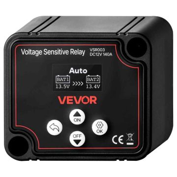Kahden akun erotin VEVOR VSR003, 12 V, 140 A, 15 × 11 × 7 cm