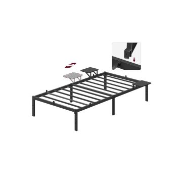 VASAGLE Double Bed Frame, With Shelves, Black